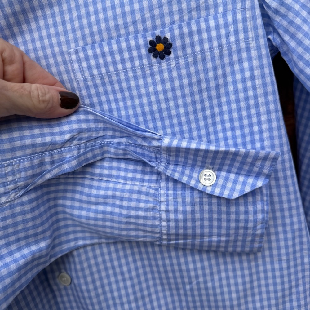 Jupe by Jackie Button Down Blouse Gingham Check Long Sleeve Shirt Cotton - Picture 5 of 5